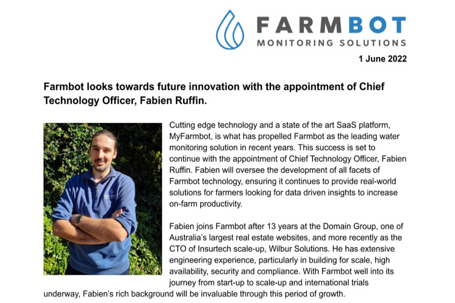 Farmbot looks towards future innovation with appointment of CTO Fabien Ruffin